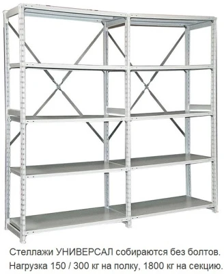 Стеллаж металлический ТСУ 5.2.5-150